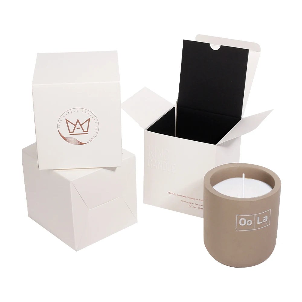 square Paper Cosmetic Candle Packaging Gift Box Eco Friendly Packaging for Candles Candle Packaging with Embossed