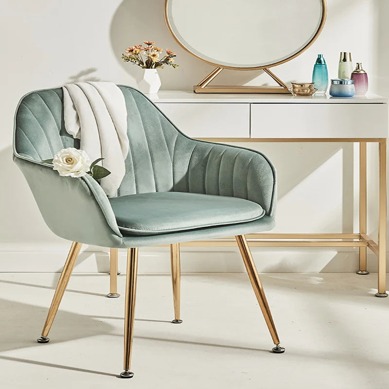 Nordic Modern Velvet Fabric Dining Chairs Convertible Apartment Home Office Home Bar Kitchen Villa Comfortable Girls Makeup Cafe