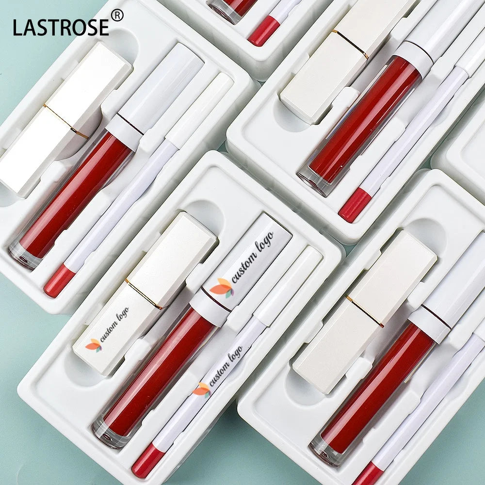 2025 New Design Wholesale White Package Waterproof Matte Liquid Lipstick/Lip Liner Lipstick 3 in 1 Makeup Set