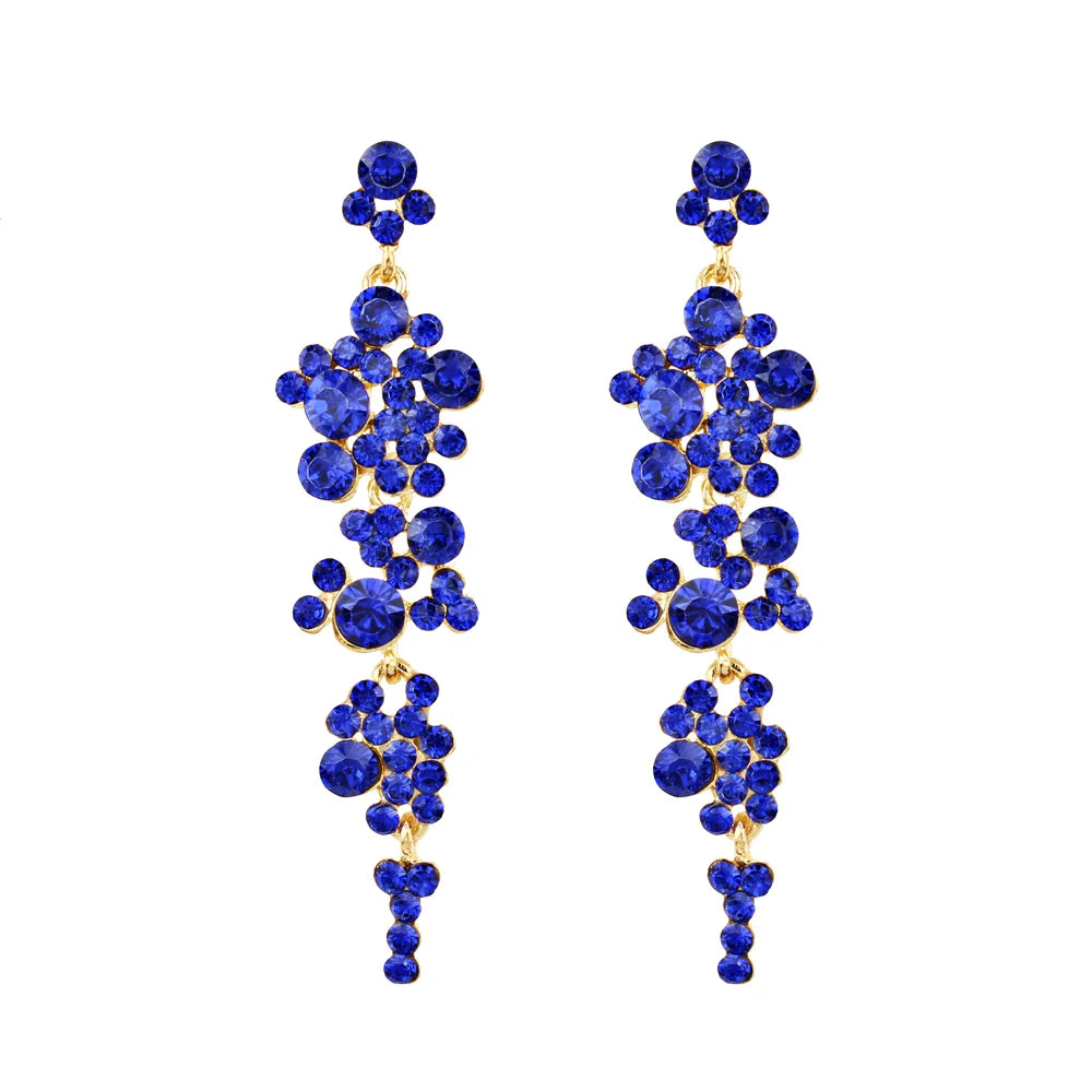 Trendy Jewelry Fashion Personality Sweet Long Flowers Crystal Stud Earrings for Women