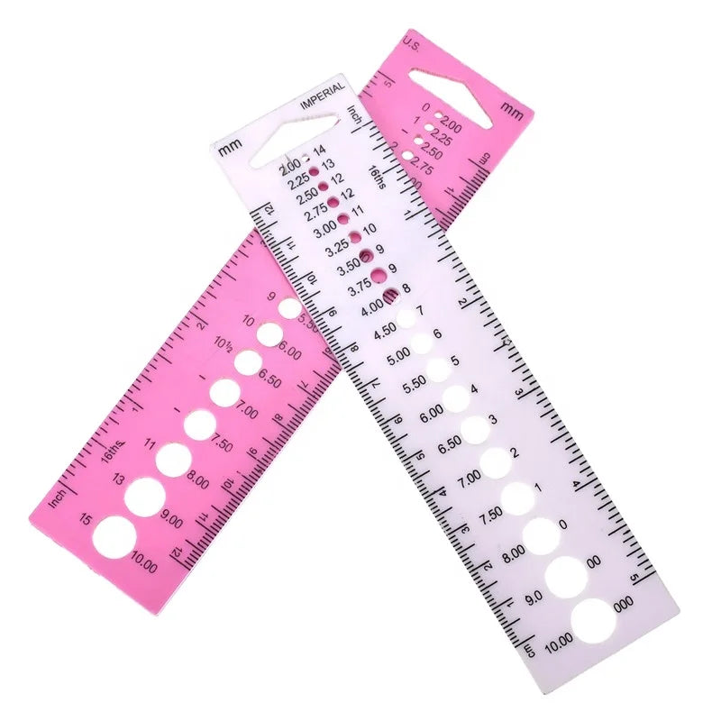 Hand Knitting Needle Gauge Crocheting Plastic Ruler Shape DIY Craft Tool for Embroidery Cross-Stitching & Needlework