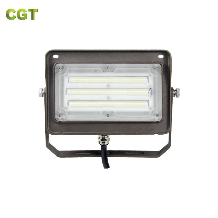 ETL DLC CE IP65 LED Flood Light Fixture with Photocell Arm Knuckle U Yoke Bracket Options 50W Garden Use