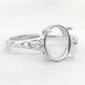 Sterling Silver 9*11mm Semi Mount Ring Empty Frame Blank Support Setting S925 Base Holder Without Center Stone for DIY Inlay