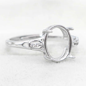 Sterling Silver 9*11mm Semi Mount Ring Empty Frame Blank Support Setting S925 Base Holder Without Center Stone for DIY Inlay