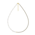 RINNTIN GPN27 Fine Jewelry14K Gold Plated Pearl Necklace With Tennis Chain 925 Silver Freshwater Pearls Necklace