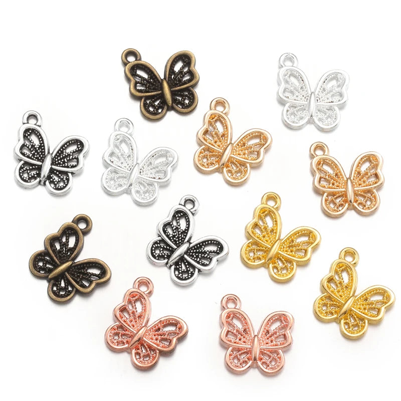 6 Colors butterfly Charms for Bracelets Necklace Pendant DIY Handmade Jewelry Making Accessories 12*13mm D2143