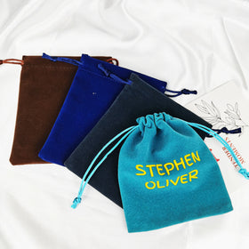 Luxury Jewelry Velvet Pouch for Perfume With Custom Logo Suede Small Drawstring Bag Gift Packaging