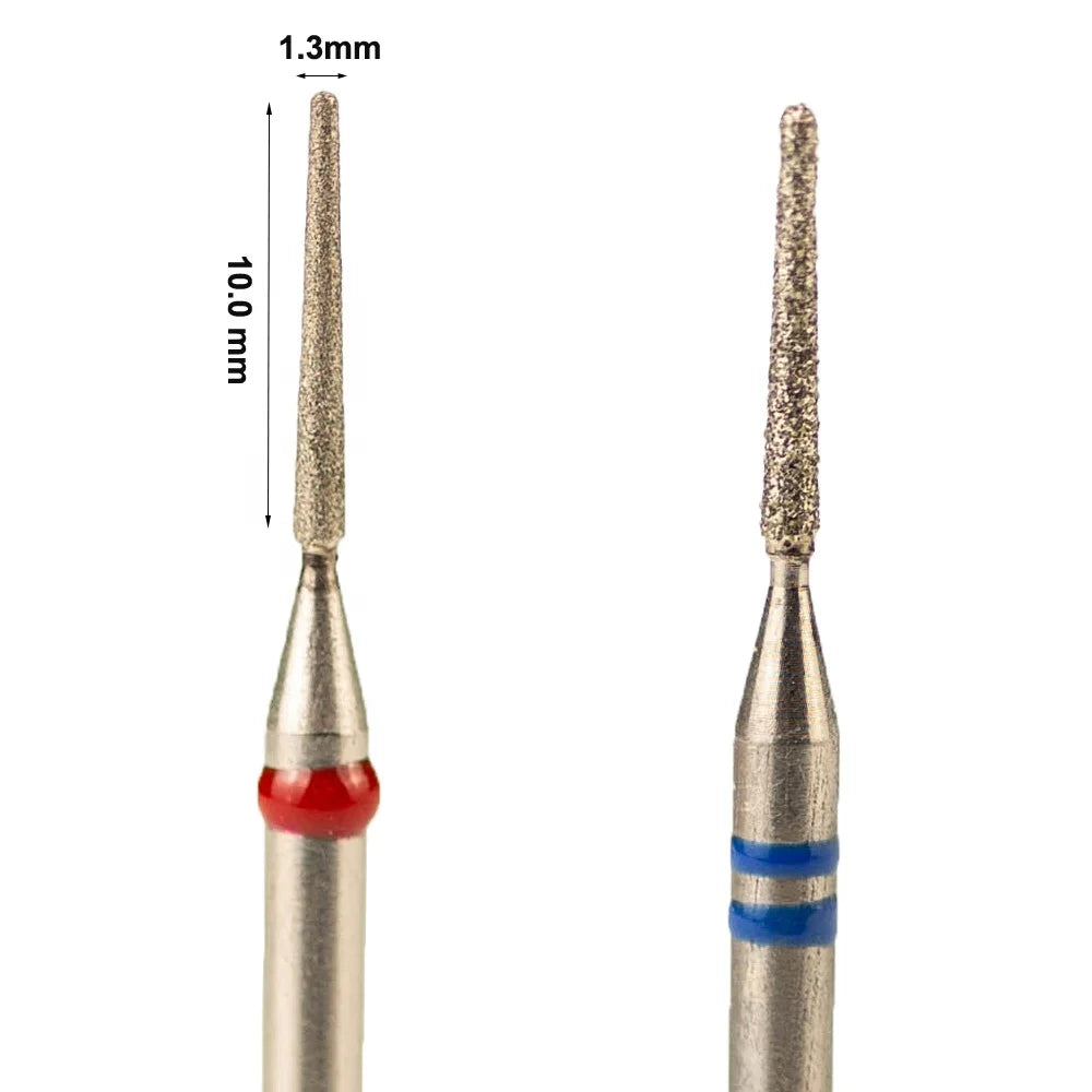 E Filling Burrs Grinding Head Safety 1.3*10.0mm Needle Taper Smooth Top Russian Manicure Cuticle Diamond Nail Bits Drill