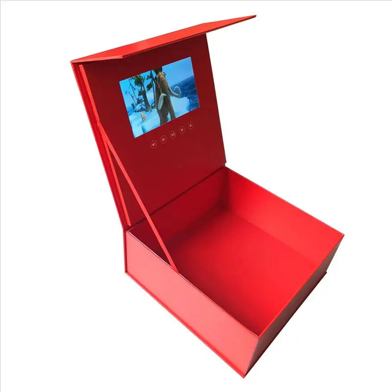 Luxury 7 Inch HD Lcd Screen Magnetic Gift Box Ribbon Gloss Finish Paper Material Love Style Gift Card Video Flower Box Full