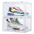 Acrylic Drop Front Shoe Box with Tackable Transparent Magnetic Rack for Displaying Shoes