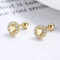 Fashion Jewelry 925 Sterling Silver Threaded Earring love Heart Zircon Gold Plated Stud Earrings Women Valentine's Day