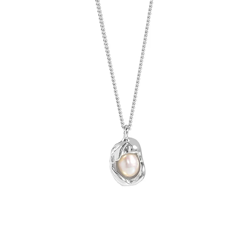 925 Sterling Silver Real Gold Plated Fresh Water Natural Pearl Necklace  Women