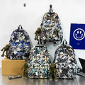 2023 Fashionable Waterproof Nylon Zipper Backpack with Geometric Pattern Stylish Preppy Laptop Bag 20-36L for College Boys Girls