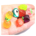 Assorted of 3D Transparent Fruit Strawberry Peach Pineapple Mangosteen Avocado Models for Diy Key Chain Pendant Making