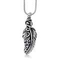 Trendy Retro Silver Stainless Steel Jewelry Men Feather Pendant for Thanksgiving Day Gift