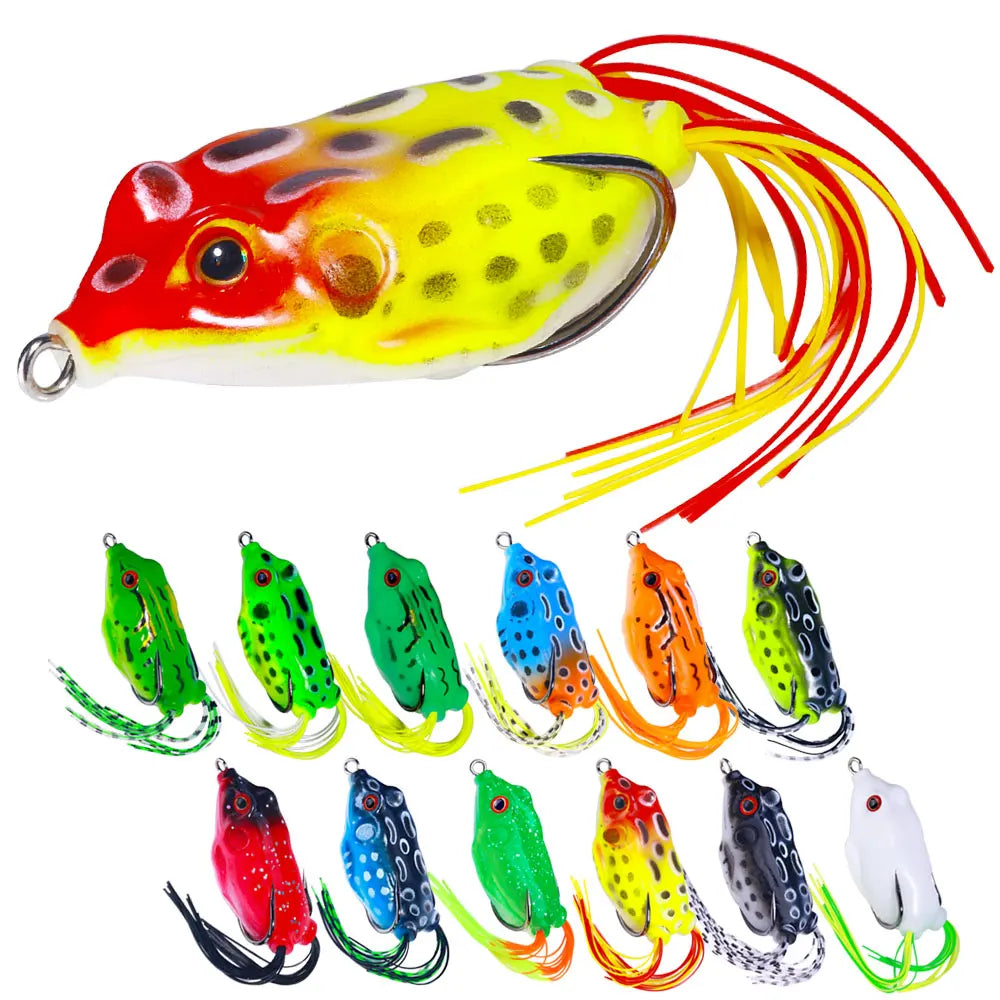 12.4G Topwater Frog Soft Fishing Lures Artificial Silicone Rubber Wobblers Fishing Frog Lure