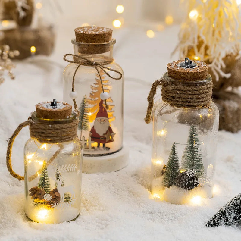 Nordic Christmas Desktop Atmosphere Decoration Luminous Glass Night Light Christmas Tree Decoration Pendant