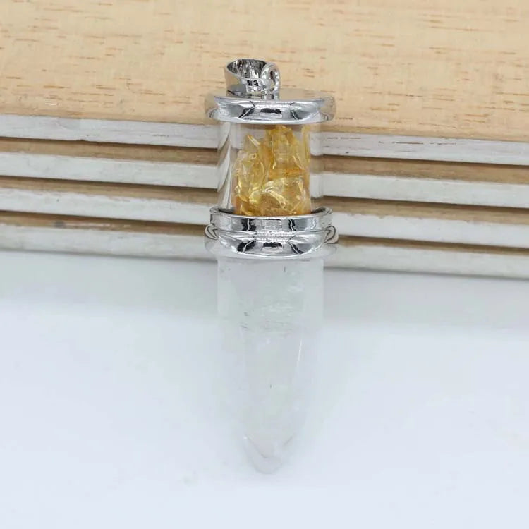 Crafts HUIYING Customized logo natural crystal gravel three-dimensional conical pendulum jewelry for collection decoration gift