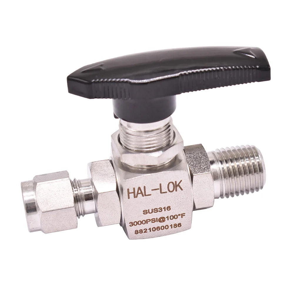 HAL-LOK Double Ferrule Stainless Steel Ball Valve Manual Hydraulic Control Straight Type Male Thread Tube Plug Structure Gas