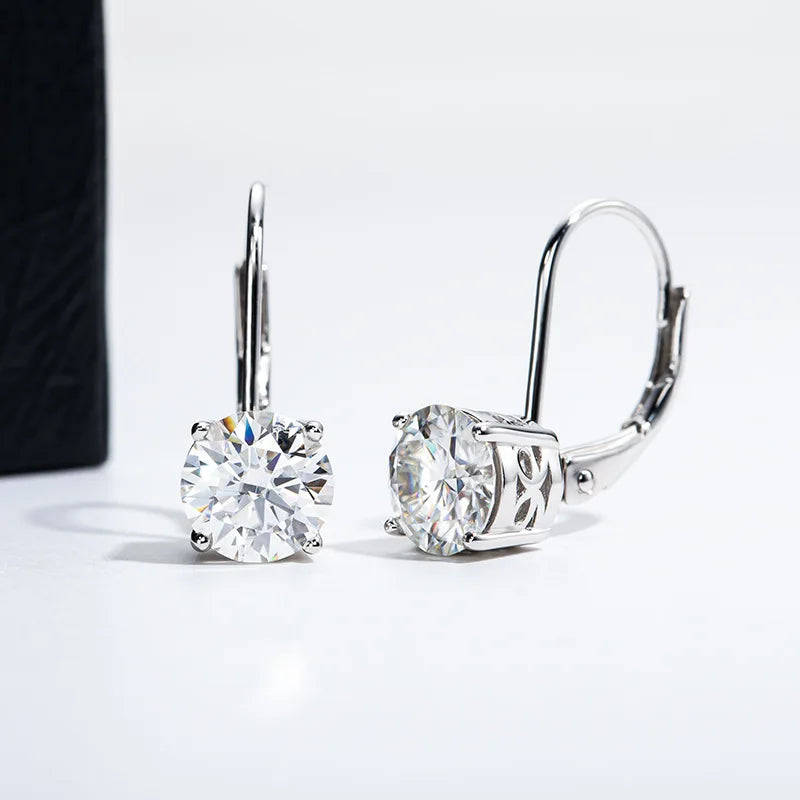 New Arrival Silver 925 Original Total 2 Carat Brilliant Cut Diamond Test Past D Color Moissanite Drop Earrings Gift Fine Jewelry