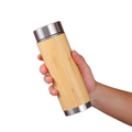 Wholesale 500ml Eco-Friendly Bamboo Insulated Water Bottle Direct Double Wall Stainless Steel Vacuum
