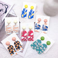 2025 New Small Fresh Pastoral Flower Color Printing Pendant Acrylic Earrings Are Suitable for Women