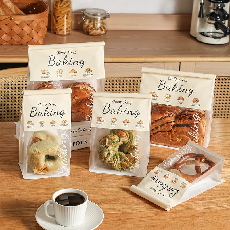 In Stock White Toast Baguette Custom Reusable Bread Packaging Bag with Transparent Window for Baking