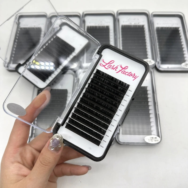 Wholesale Cashmere Individual Lash Extensions Premium Matte Dark Black Private Label Volume Korean Silk Mink Eyelash Extension