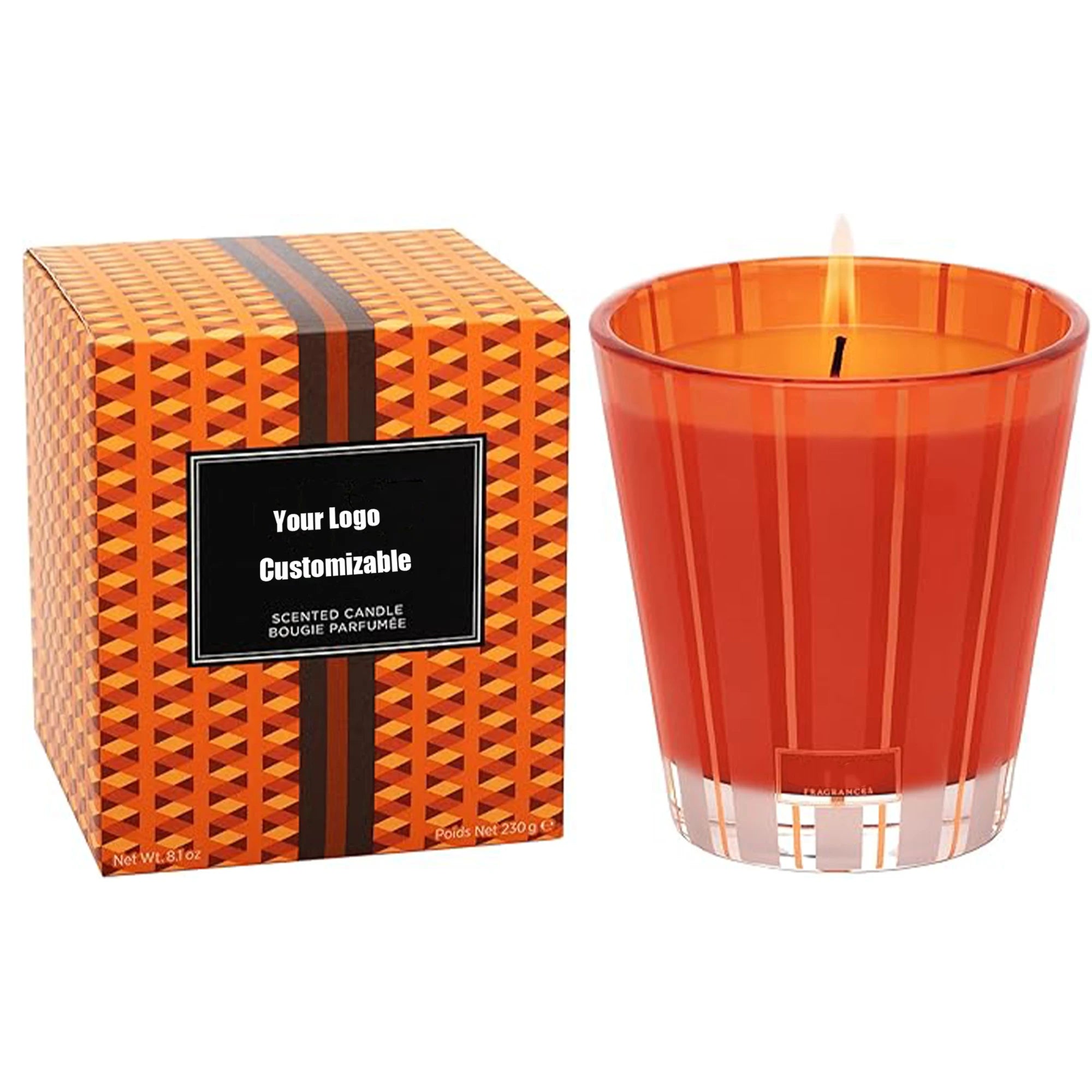 Hot Killer Full Customized Soy Wax Pillar Scented Candle Niche Style Stripe Glass Bottle for Bars Thanksgiving Diwali Easter