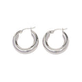 Minimalist Retro Paris Liftstyle Geometric Waterproof Silver Plated Stainless Steel Hoop Earring