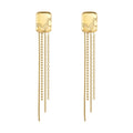18K Gold Plated Stainless Steel Jewelry Rectangular Patterned Long Tassel Drop Accessories Earrings E221354