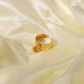 Vintage Jewelry Stainless Steel Geometric Ring Waterproof Dainty Fresh Water Pearl Heart Adjustable Ring
