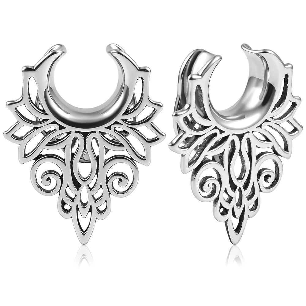 Evorte Children's Anti-allergy Stainless Steel Hollow Earrings Saddle Ear Tunnel Plugs Piercing Expander Stretchers Gift Body