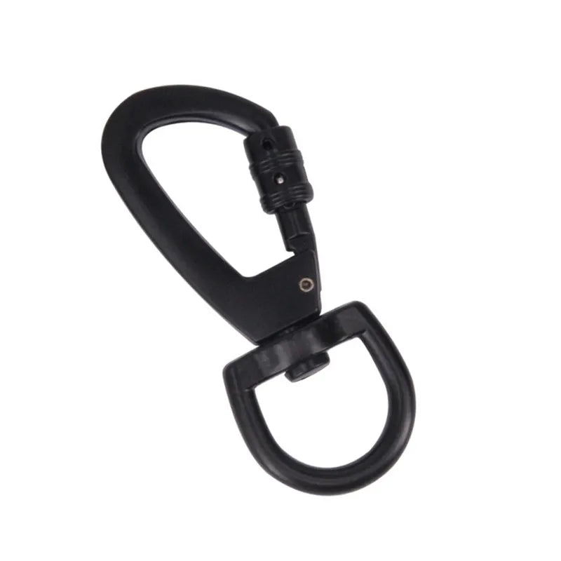 Custom Wholesale Black Arch Sturdy Zinc Alloy Rotating Carabiner Hook Swivel Locking Carabiner Swivel Carabiner for Dog Leash