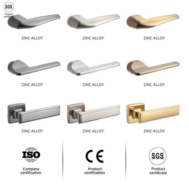 Manufacturer Premium Quality Custom Zinc Alloy Black Gold White Simple Design Square Design Lock Modern Door Lever Handle