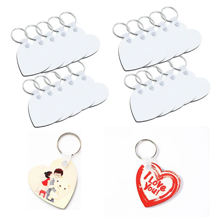 MDFSUB Fast Delivery in Stock Sublimation Blanks MDF Keychain Heart Shape Mdf White Blank Sublimation Keychain for Decoration
