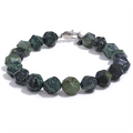JINYOU 5029 8# 10# Natural Malachite Cub Stone Beads Handmade Bracelet Bangle Stainless Steel Men Women Unisex Health Jewelry