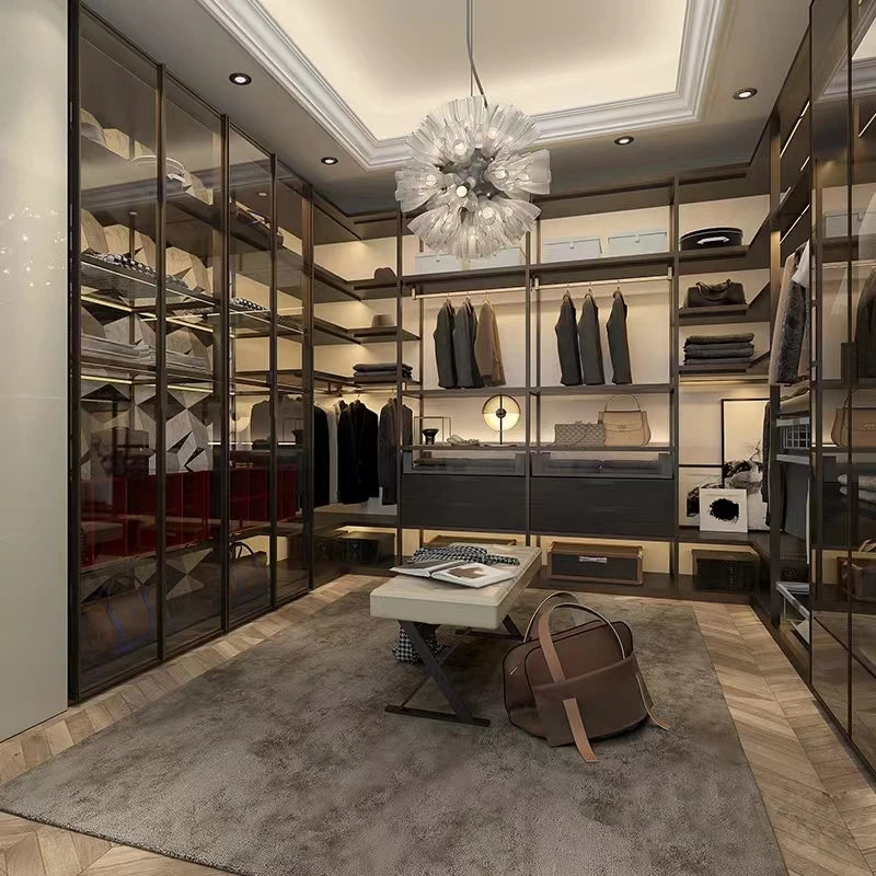 Modern Walk in Closet Designs Sliding Glass Door Bedroom Furniture Storage Closet