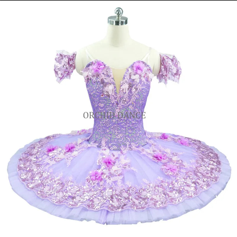 Professional High Quality 12 Layers Custom Size Custom Color Women Girls Performance Wear Lilac Ballet Tutu Costumes