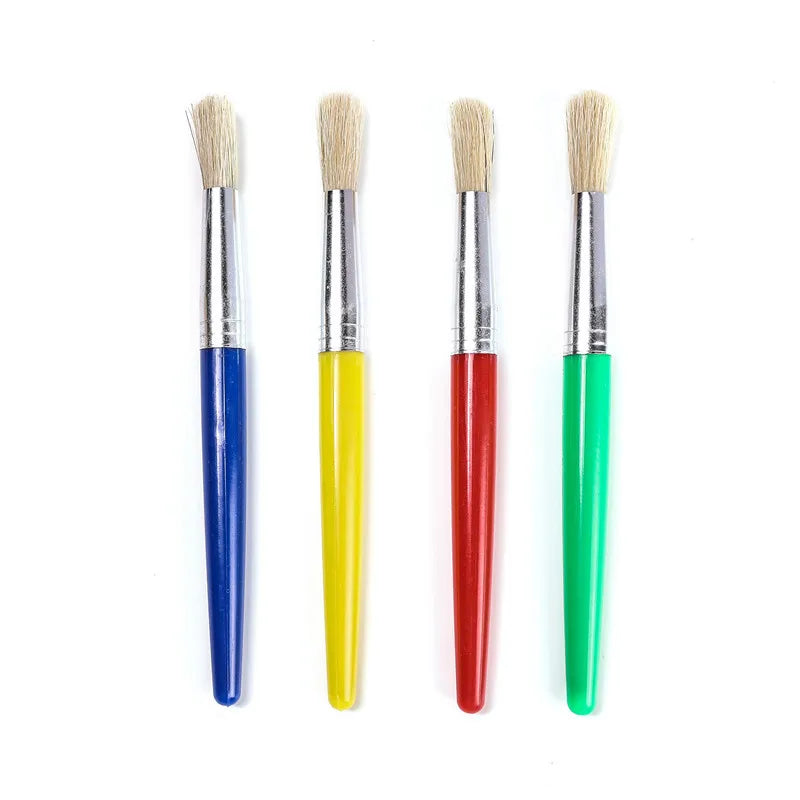 Pig Sideburns Brush Digital Oil Painting Tool 4PCS Round Head Set Colorful Plastic Oil Brush Acrylic Gouache Watercolor Pen