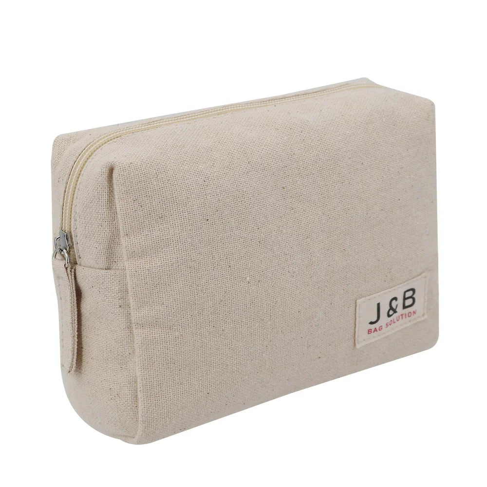 Eco Friendly Fabric Linen Makeup Toiletry Zipper Bag with Private Label Logo Custom Travel Linen Cosmetic Organizer Gift Pouch