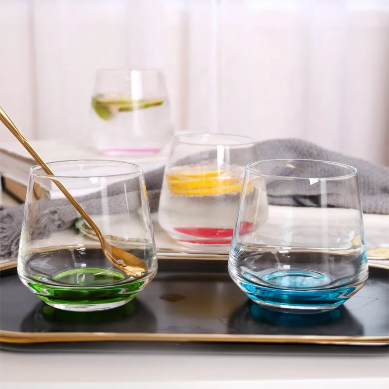 Crystal Soda Lime Glass Eco-friendly Machine Blown Modern Art Tumblers 6-Piece Set Customized Color Logo Hand Wash Only Juice MegaBDM