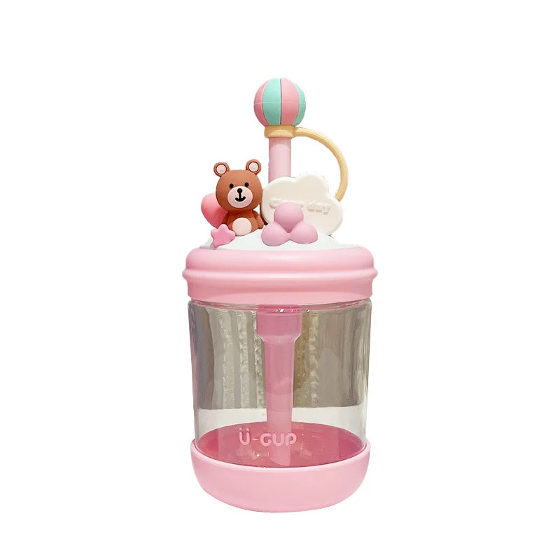 Madou Kids Cute Cartoon Custom New Plastic Water Straw Bottles Portable Office Home Drinkware Plastic Water Bottles