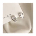 925 Sterling Silver Fashion Single Oval Round Zircon Stud Earrings for Women Engagement Jewelry