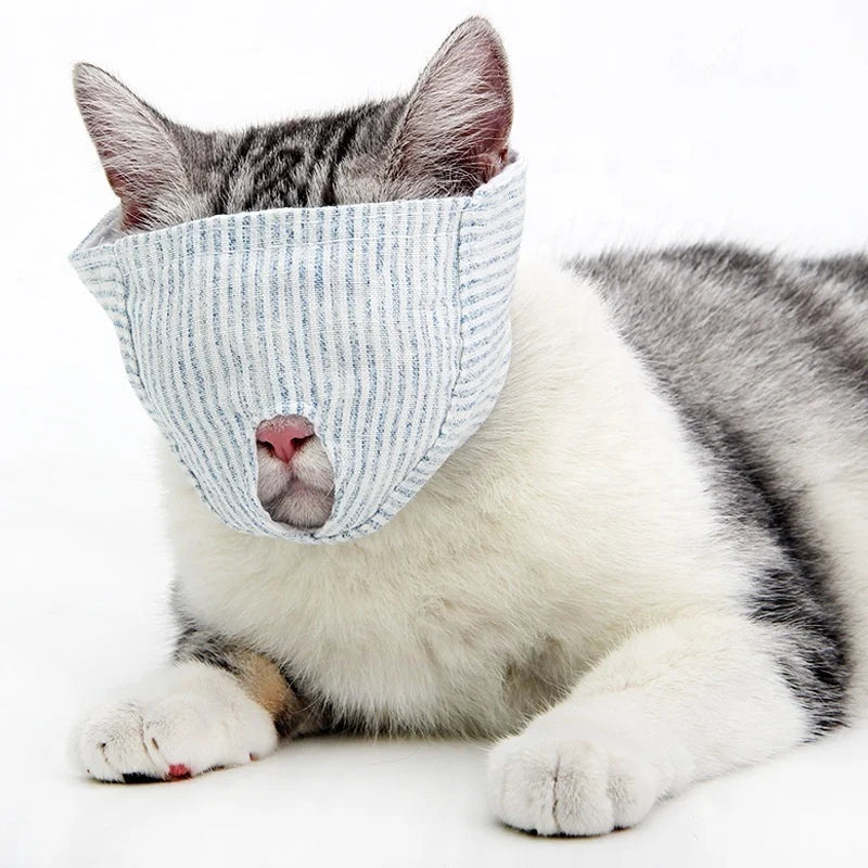 USMILEPET Factory Price Cat Muzzle with Soft Flexible Fabric Cat Mask Mouth Guard Muzzle for Prevent Biting Chewing Grooming