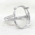 Sterling Silver 13*18/18*25mm Semi Mount Ring Adjustable Empty Blank Claw Setting S925 Base Without Center Stone for DIY Inlay