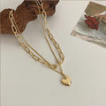 Tik Tok Hot Selling Fashion Heart Pendant Multi-layer NECKLACE 14K Gold Plated Wool Clothing Chain for Women