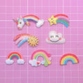 100Pcs/Bag Lovey Cute Glitter Rainbow Cloud Flatback Resin Cabochons Slime Charms For Mobile Case Keychain DIY Craft Decoration