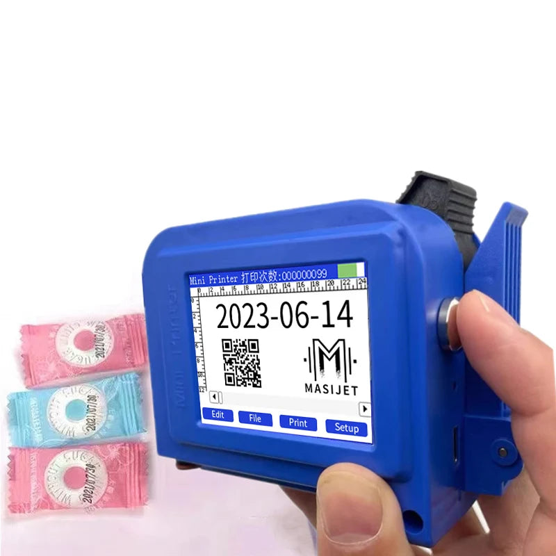 MASIJET Handheld Intelligent Inkjet Printer for Flex Egg High Adhesion Quick Drying Ink Cartridge Nozzle for Online Use