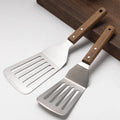 High Grade Hollow BBQ Spatula Set Stainless Steel Wooden Handle Japan Mini Spatula Teppanyaki Kitchen Utensils Cooking Tool Sets
